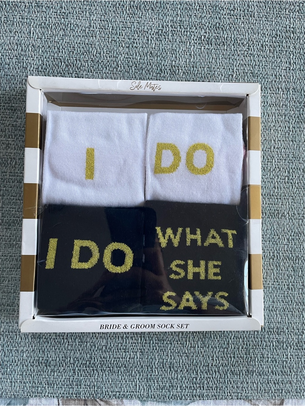 Bride & Groom I DO Crew Sock Set - White & Black